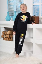 Kapitex 6180 Kız Çocuk Twety Baskılı Uzun Kol Pijama Takımı