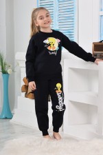 Kapitex 6180 Kız Çocuk Twety Baskılı Uzun Kol Pijama Takımı