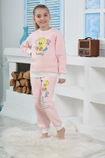 Kapitex 6181 Kız Çocuk Twety Baskılı Uzun Kol Pijama Takımı