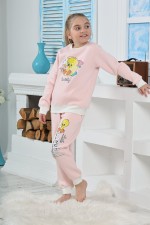 Kapitex 6181 Kız Çocuk Twety Baskılı Uzun Kol Pijama Takımı