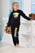 Kapitex 6182 Kız Çocuk Twety Baskılı Uzun Kol Pijama Takımı