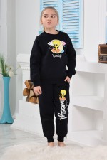 Kapitex 6182 Kız Çocuk Twety Baskılı Uzun Kol Pijama Takımı