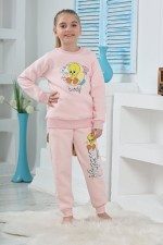 Kapitex 6182 Kız Çocuk Twety Baskılı Uzun Kol Pijama Takımı