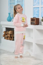 Kapitex 6182 Kız Çocuk Twety Baskılı Uzun Kol Pijama Takımı