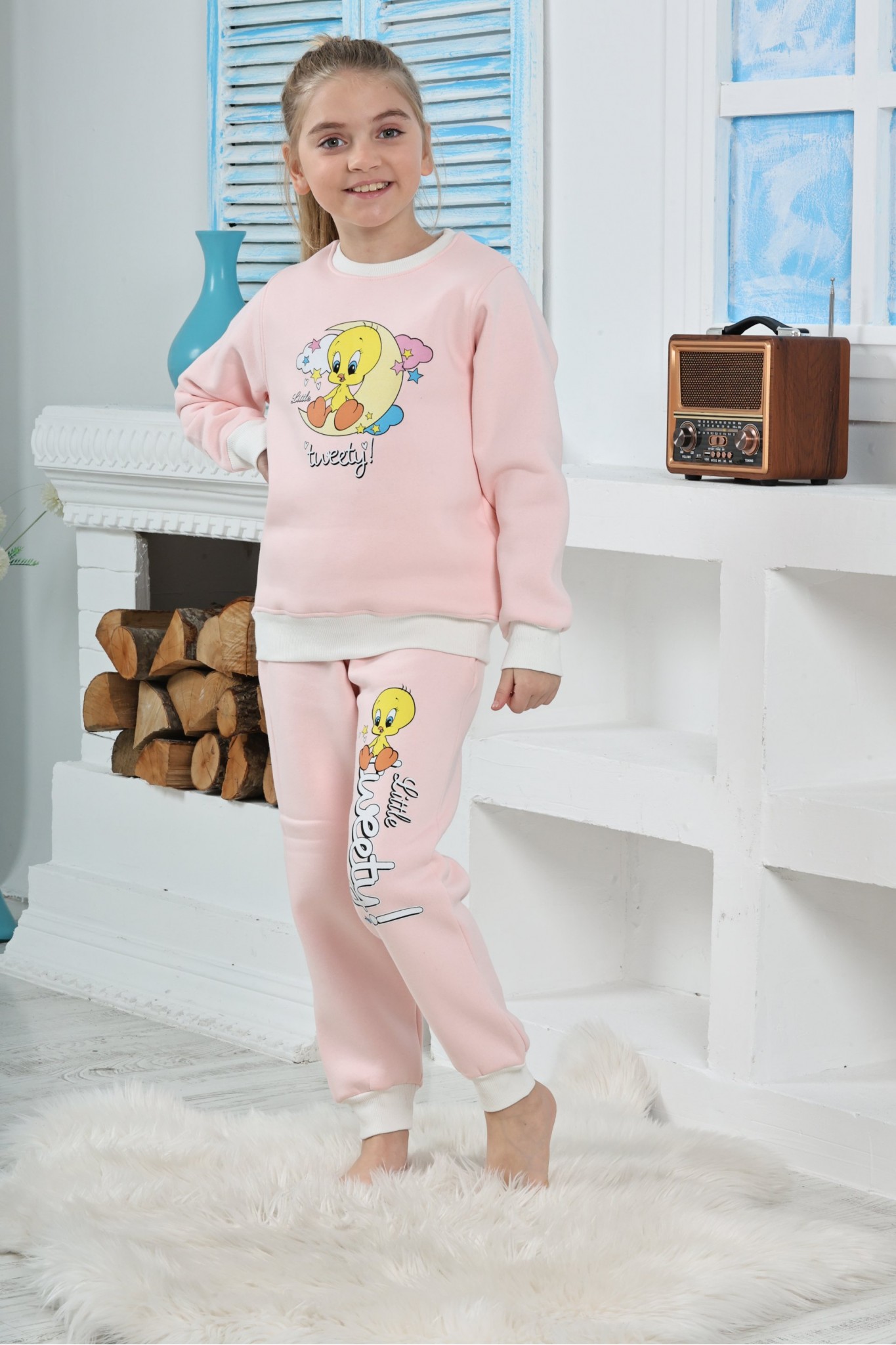Kapitex 6182 Kız Çocuk Twety Baskılı Uzun Kol Pijama Takımı