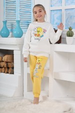 Kapitex 6182 Kız Çocuk Twety Baskılı Uzun Kol Pijama Takımı