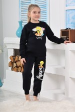 Kapitex 6182 Kız Çocuk Twety Baskılı Uzun Kol Pijama Takımı