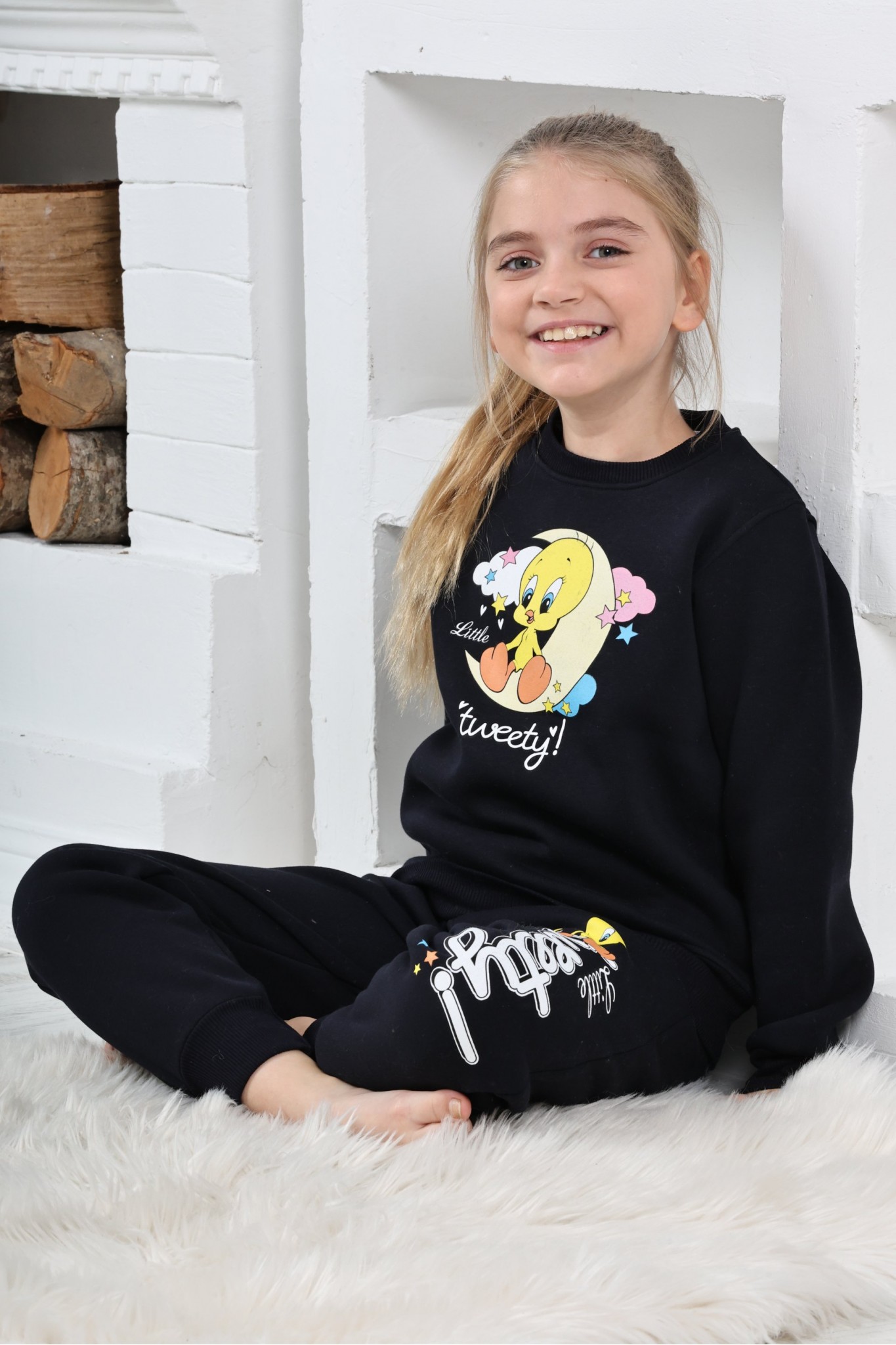 Kapitex 6182 Kız Çocuk Twety Baskılı Uzun Kol Pijama Takımı