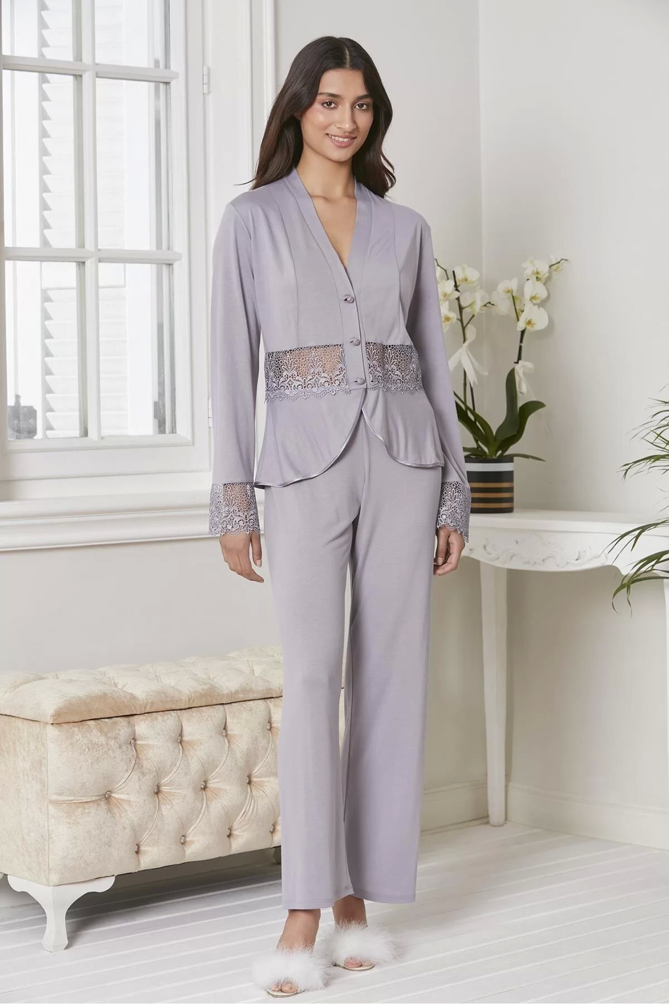 Pierre Cardin P5040 Bayan Penye Gecelik Sabahlık
