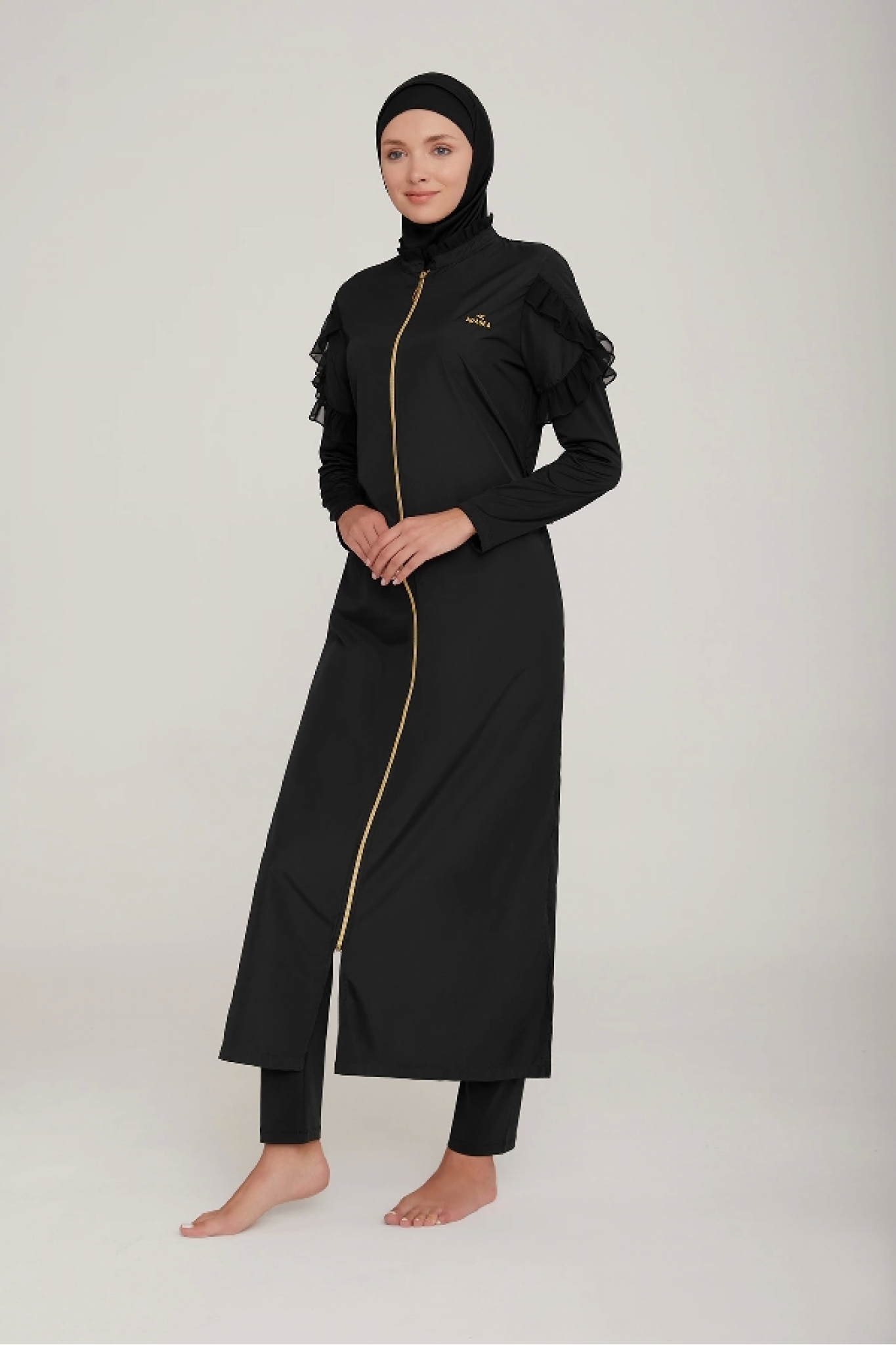 Adasea 1255 Önden Fermuarlı Uzun Kol Tesettür Mayo