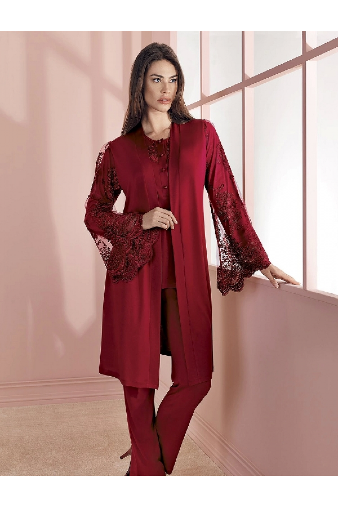 Espuar 757 Penye 3'lü Sabahlık Pijama Takımı