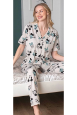 Alissa 6255 Kadın Mickey Mouselu Patlı Pijama Takımı