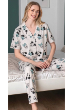 Alissa 6255 Kadın Mickey Mouselu Patlı Pijama Takımı