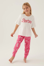 Barbie L1704-3 Kız Çocuk Kısa Kol Pijama Takımı