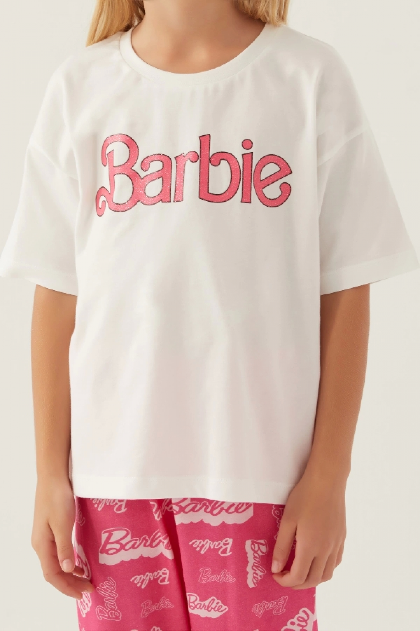 Barbie L1704-3 Kız Çocuk Kısa Kol Pijama Takımı