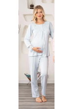 Bone 5905 Kadın Lohusa Viskon Klasik 3'Lü Pijama Takımı