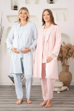 Bone 5905 Kadın Lohusa Viskon Klasik 3'Lü Pijama Takımı