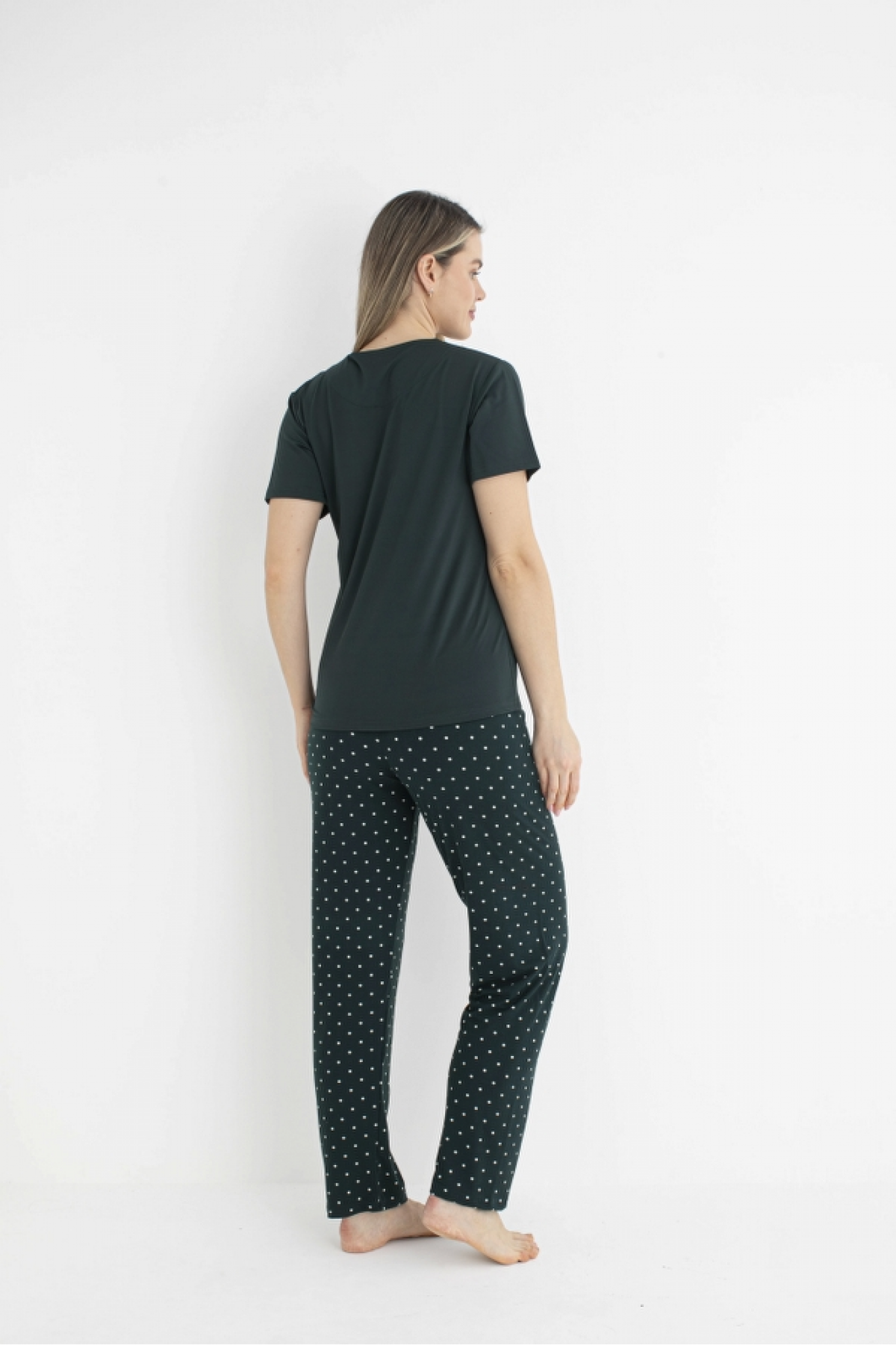 Estiva 25124 Kadın Milan Soft Puantiyeli Kısa Kol Pijama Takımı