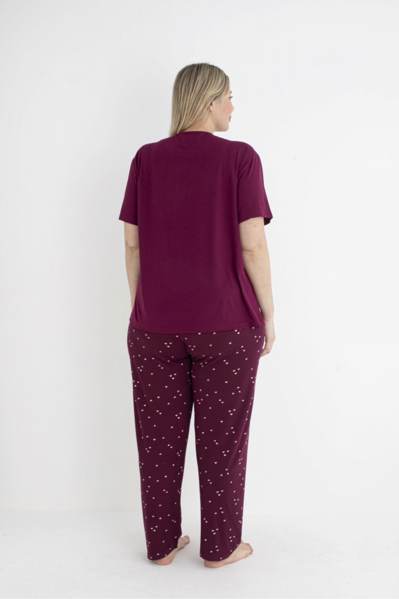 Estiva 25152 Kadın Battal  Beden Kalpli Kısa Kol Pijama Takımı