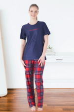 Estiva 25160 Kadın Marla Ekoseli Kısa Kol Pijama Takımı