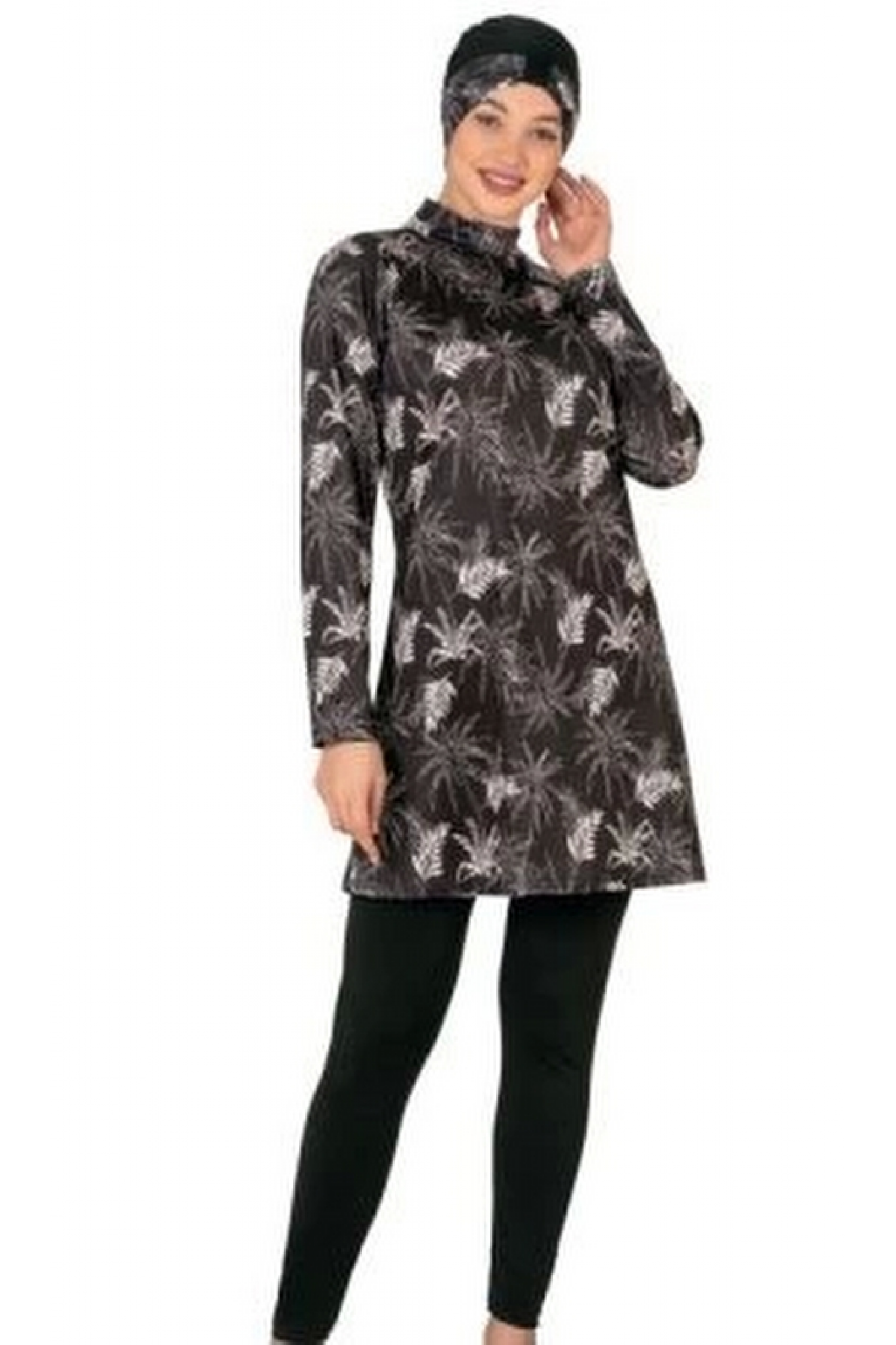 Fantasy 3417  Bayan Yaprak Desenli Tesettür Mayo