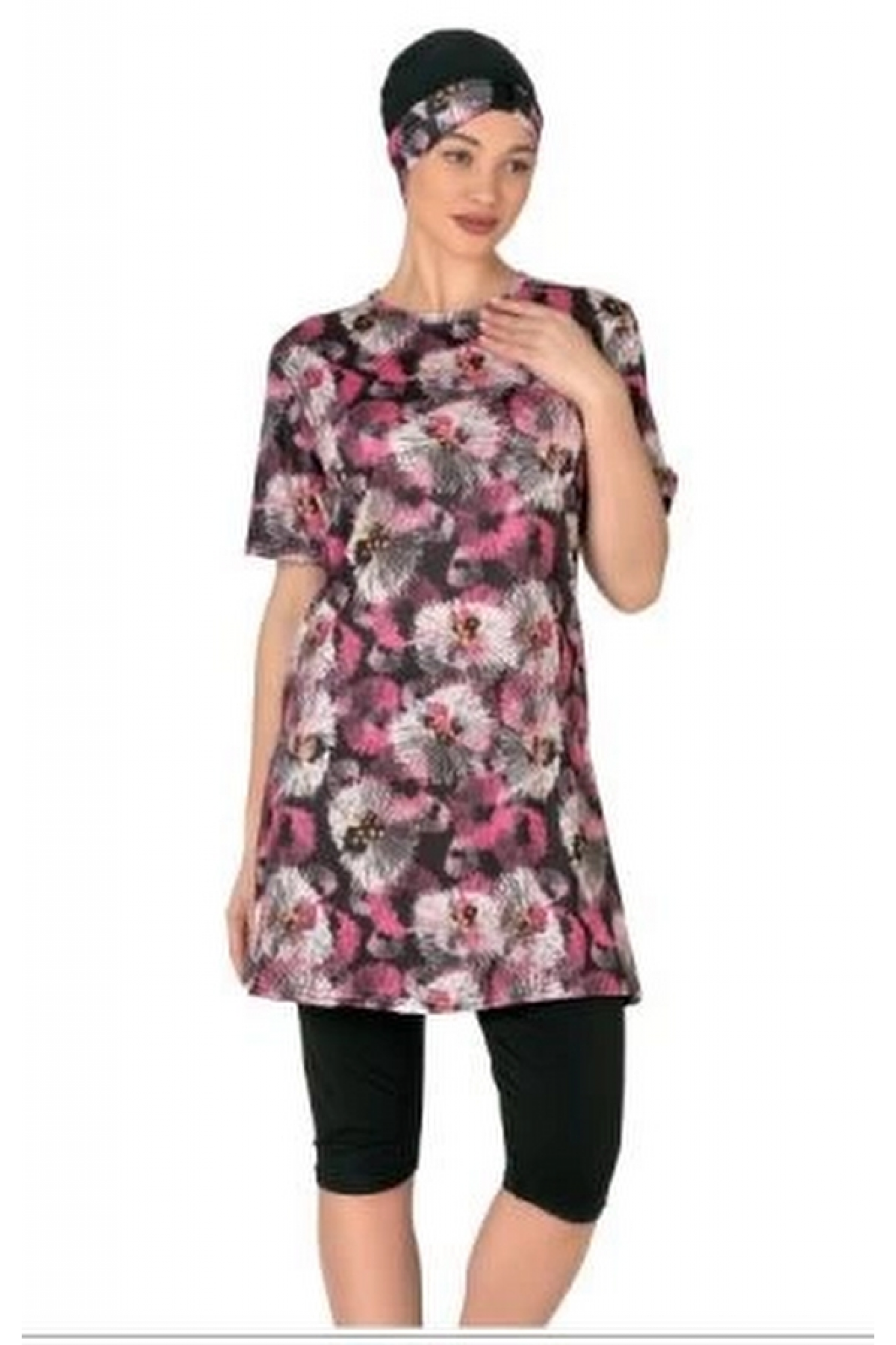 Fantasy 3449 Bayan Desenli Yarı Tesettür Mayo