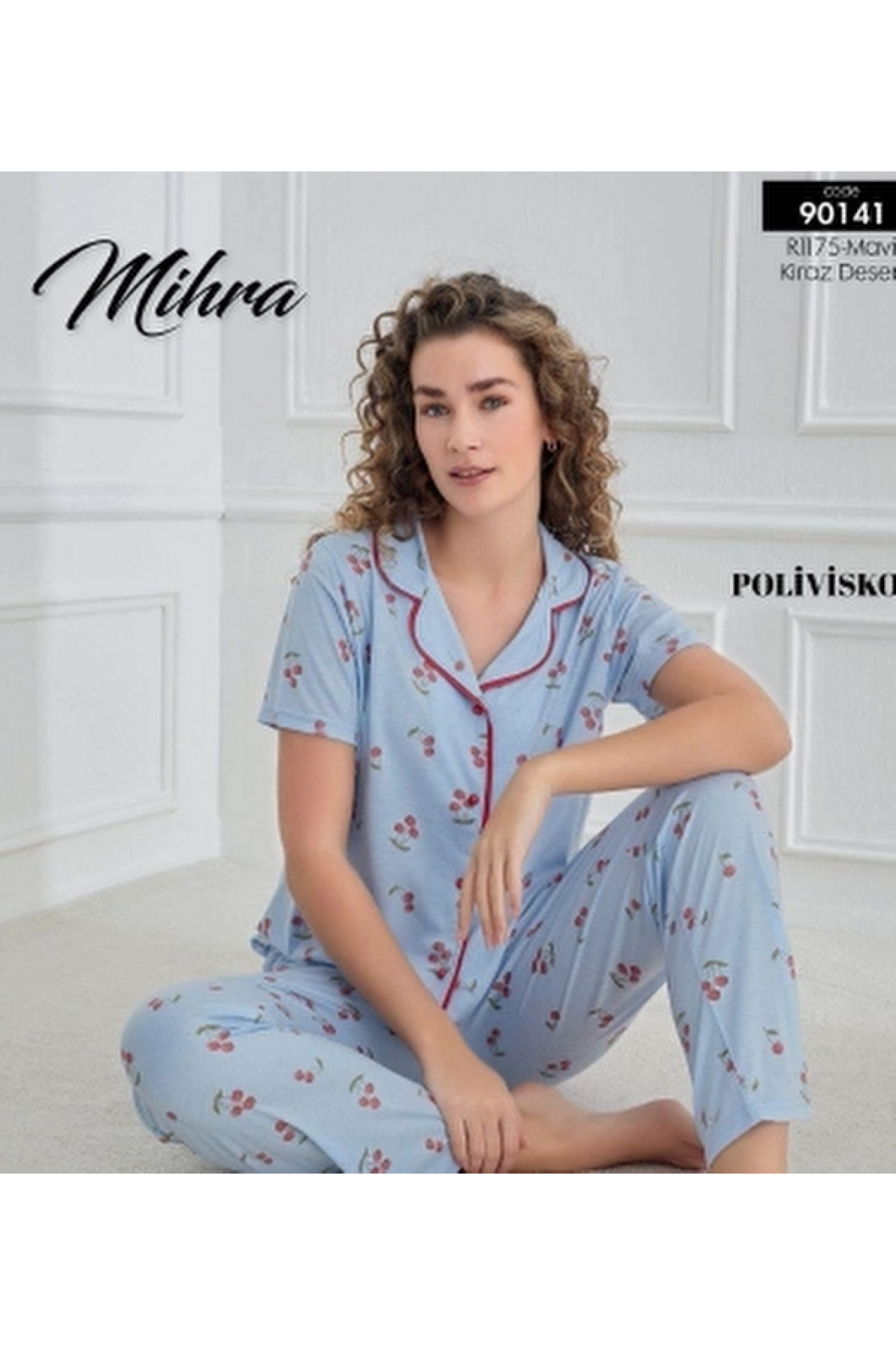Mihra 90141 Kadın Boydan Düğmeli Pijama Takımı