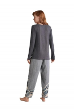 Nautıca W618 Kadın Patlı V Yaka Uzun Kollu Pijama Takımı