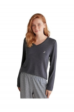 Nautıca W618 Kadın Patlı V Yaka Uzun Kollu Pijama Takımı