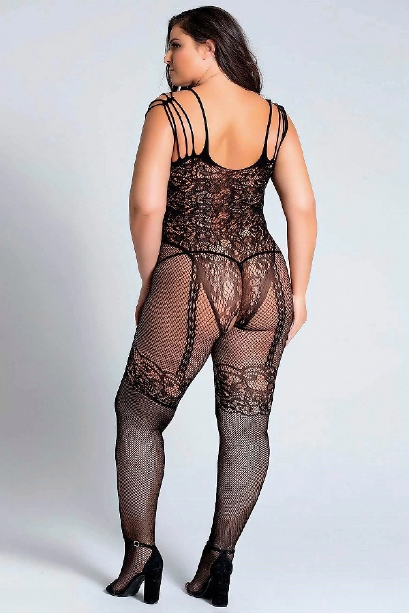 Nightlight 5121 Jartiyer Desenli Büyük Beden Fantezi Vücut Çorabı