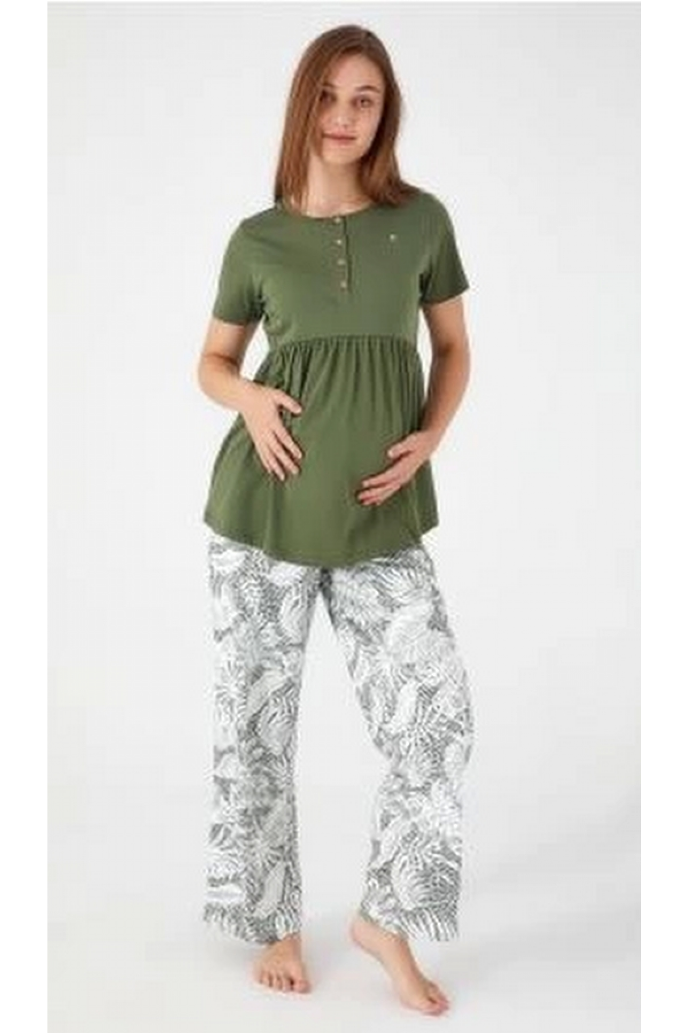 Pierre Cardin 8516 Bayan Kısa Kol Lohusa Pijama Takımı