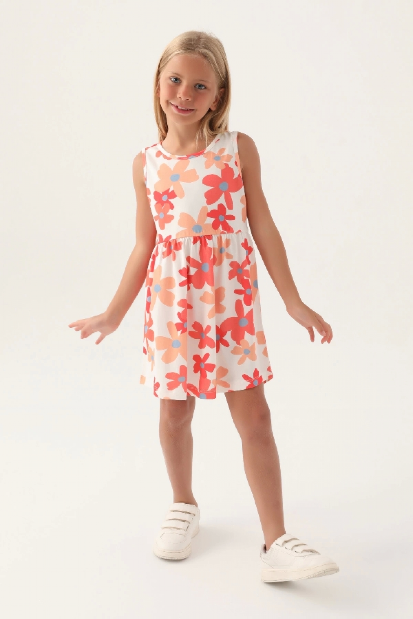 Roly Poly 3393-3 Kız Çocuk Çiçekli Elbise