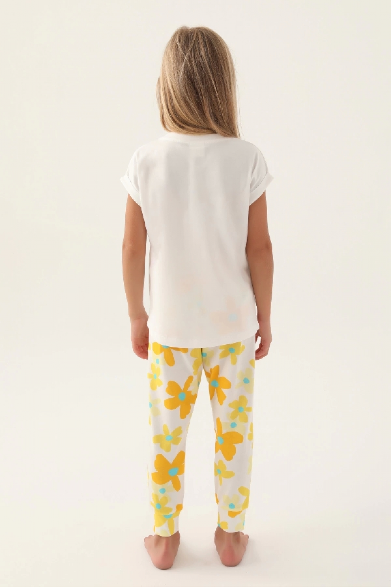 Roly Poly 3394-2 Kız Çocuk Çiçekli Kısa Kol Pijama Takım