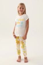 Roly Poly 3394-2 Kız Çocuk Çiçekli Kısa Kol Pijama Takım