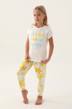 Roly Poly 3394-2 Kız Çocuk Çiçekli Kısa Kol Pijama Takım