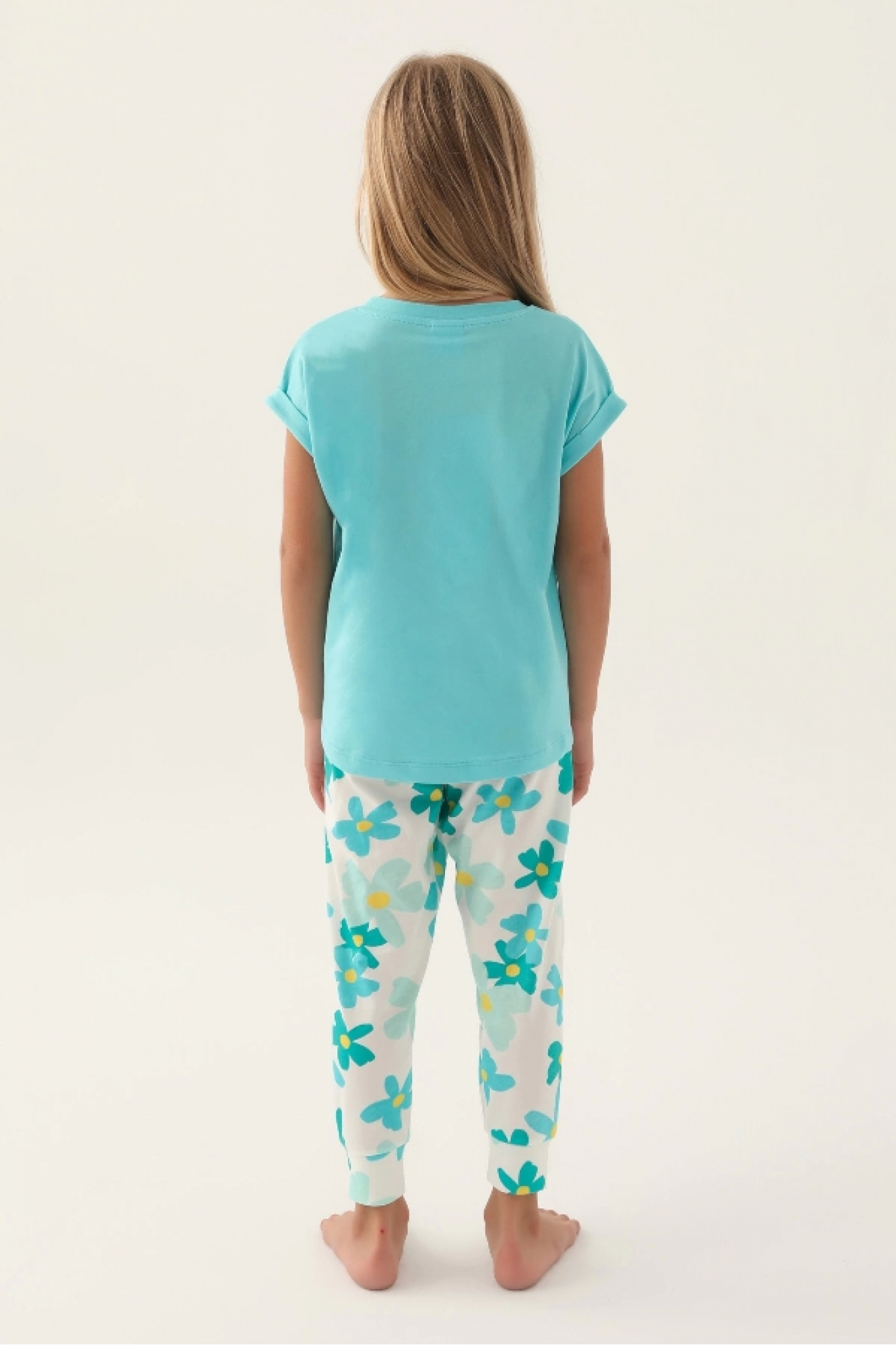 Roly Poly 3394-2 Kız Çocuk Çiçekli Kısa Kol Pijama Takım