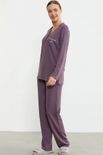 Sementa 76438 Yarım Düğmeli Cep Detaylı Pijama Takım