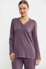Sementa 76438 Yarım Düğmeli Cep Detaylı Pijama Takım