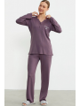 Sementa 76438 Yarım Düğmeli Cep Detaylı Pijama Takım