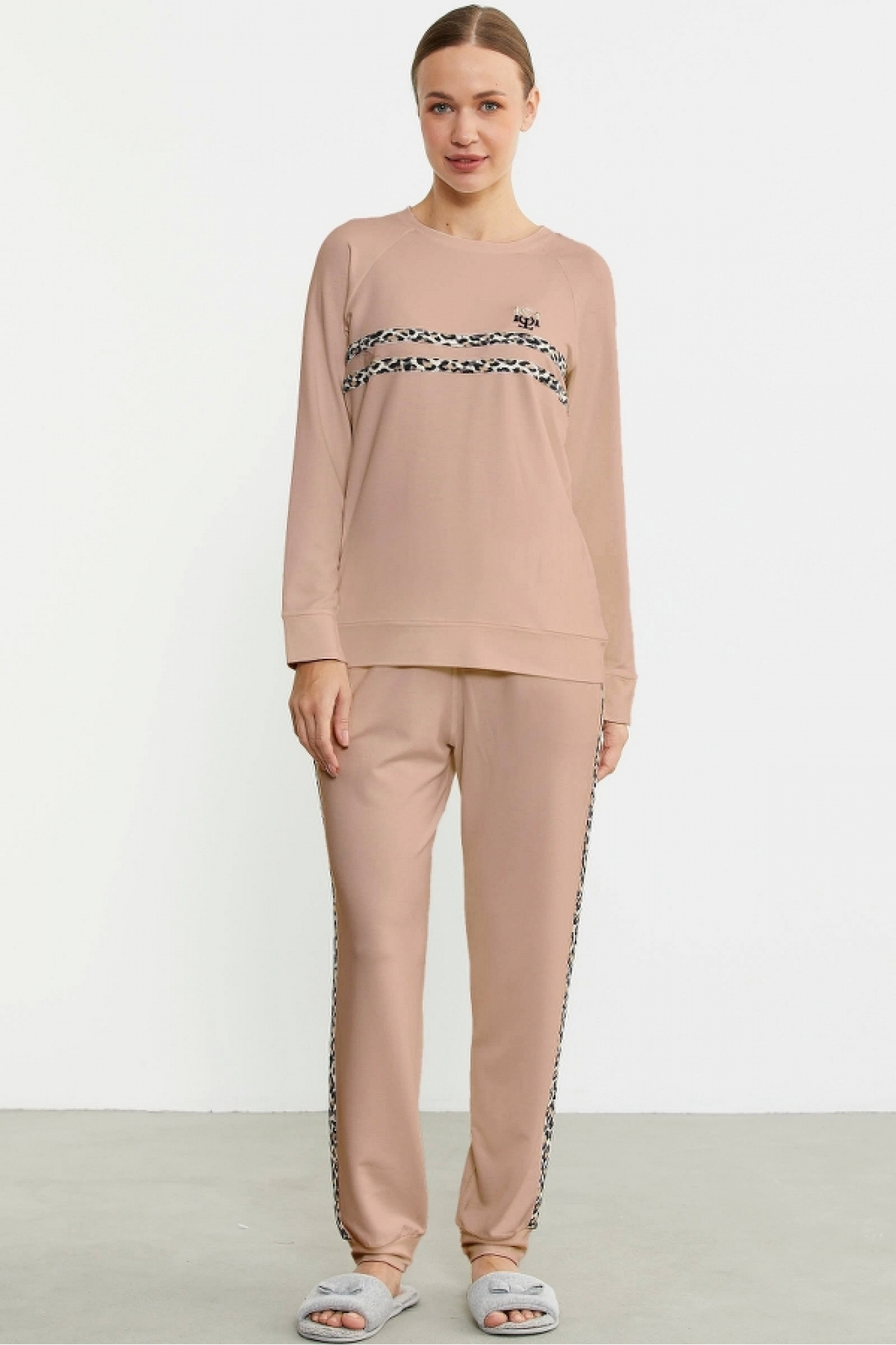 Sementa 76446 Leopar Çizgili Jogger Pijama Takım