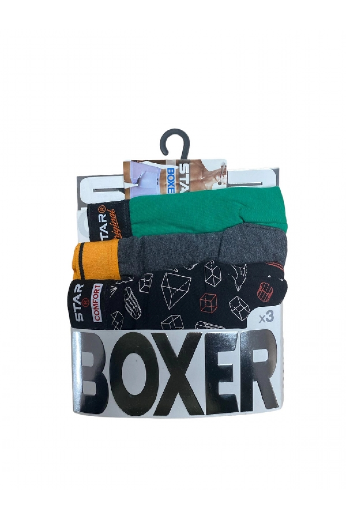 Star 105 Desenli Jakar Erkek 3'lü Kemer Boxer