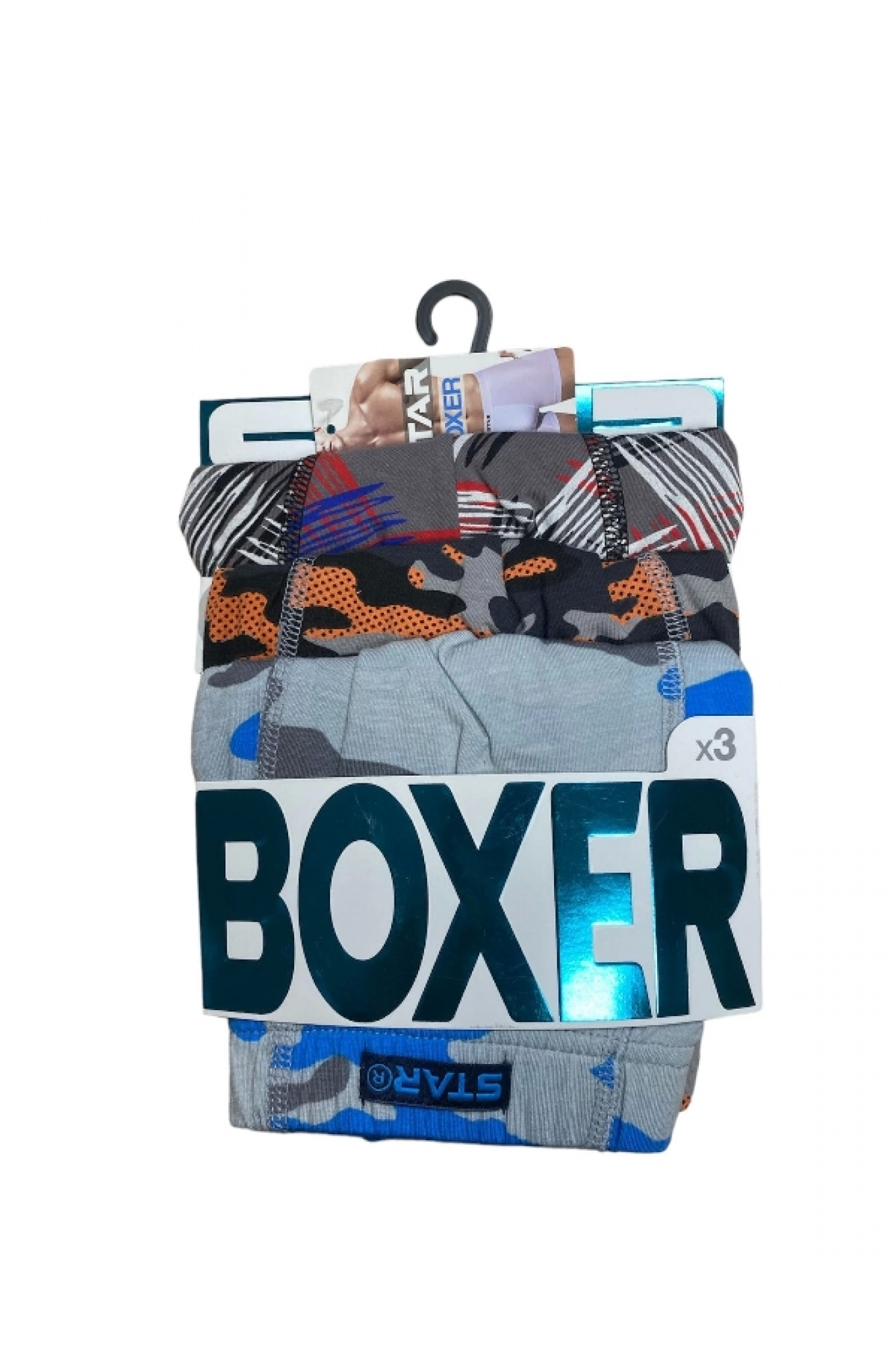 Star 106 Desenli Pamuklu Kemer Likralı 3'Lü Boxer