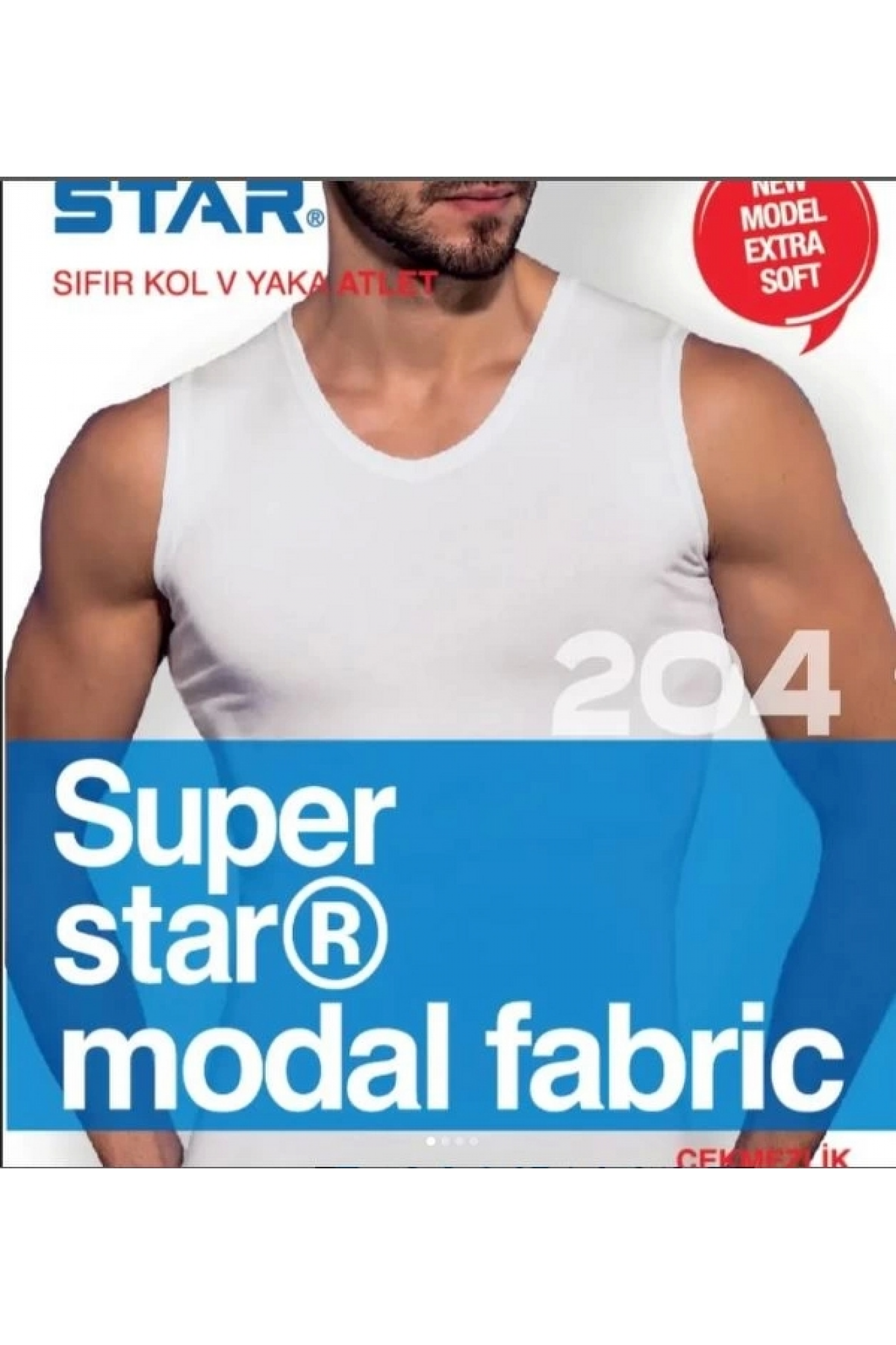 Star 204 Modal Sıfır Kol V-Yaka Atlet